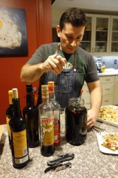Preparing the cocktails--my version of the "Alive and Kicking" coffee cocktail